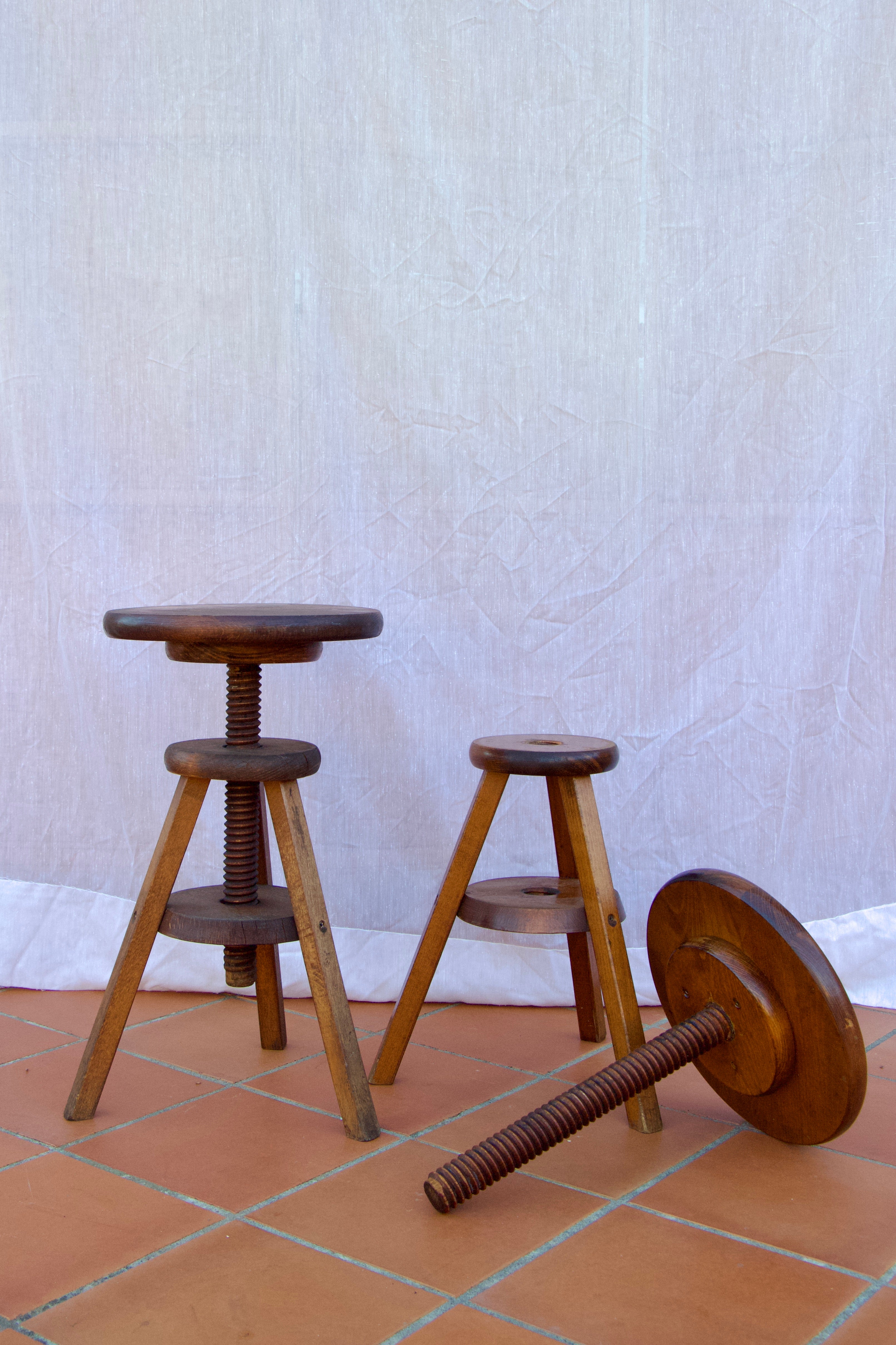 French Tripod Stools, 20th Century