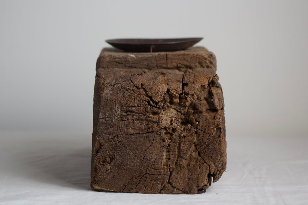Teak Block Candle Holder - Small