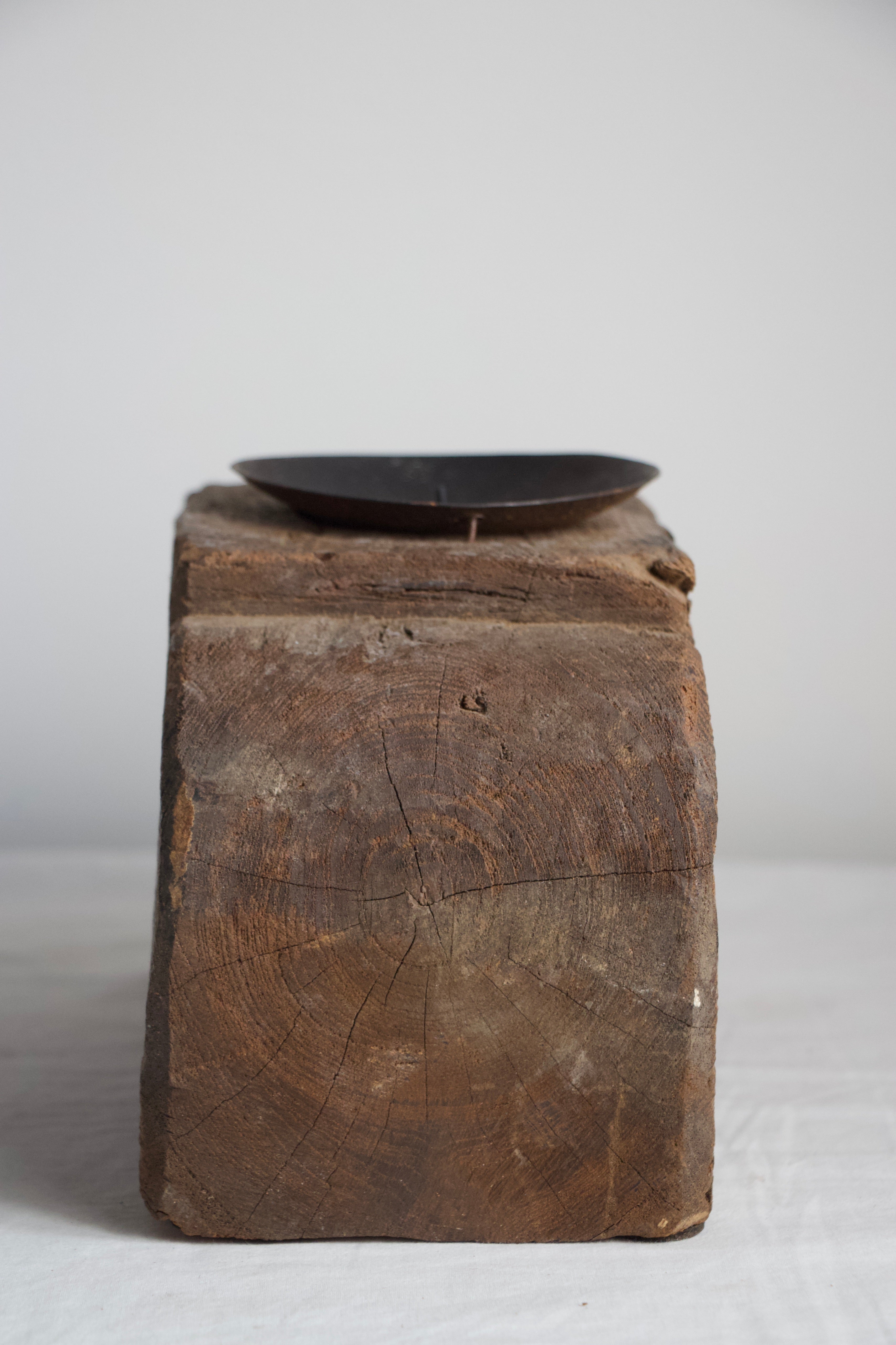 Teak Block Candle Holder - Large