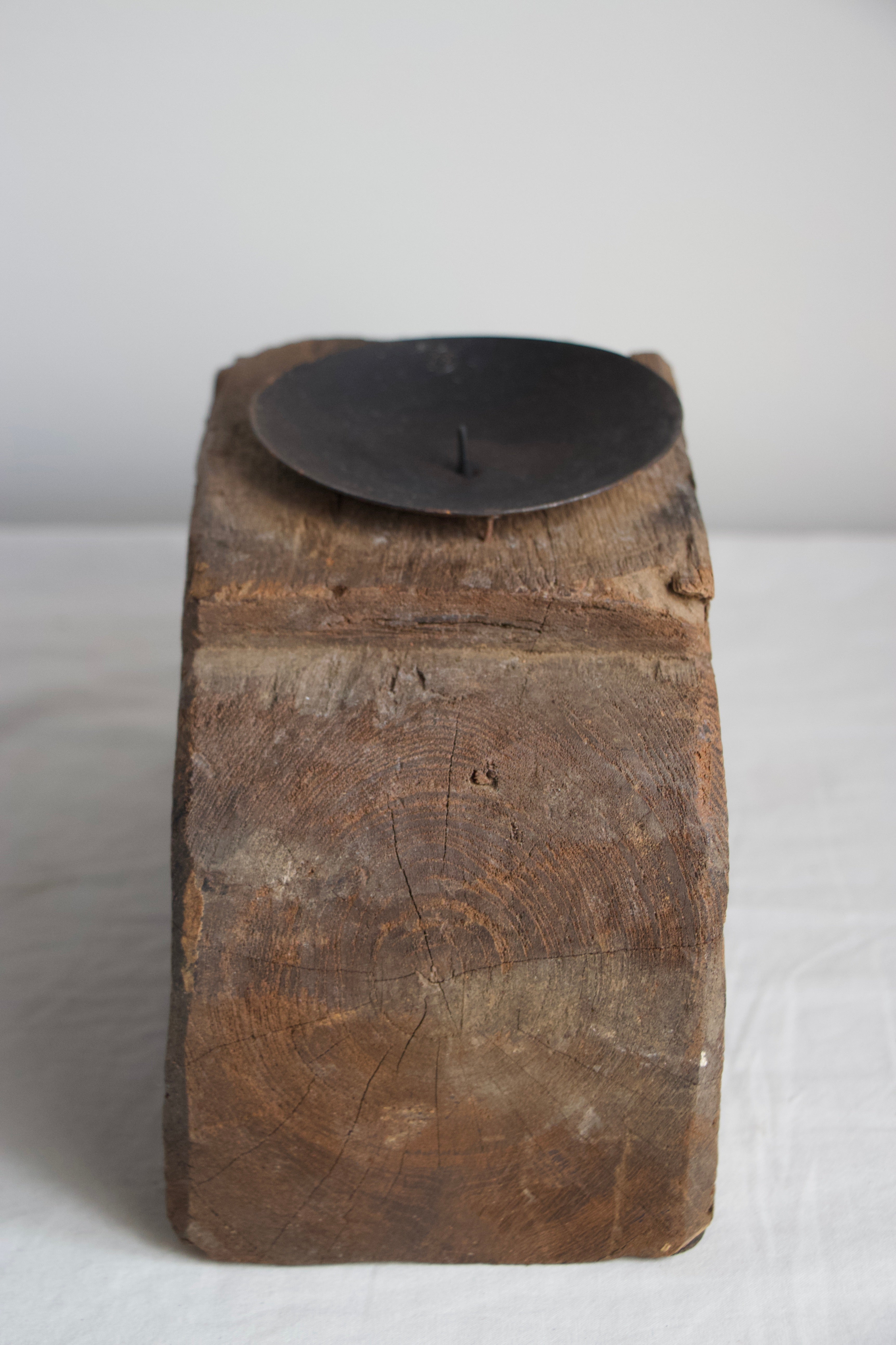 Teak Block Candle Holder - Large