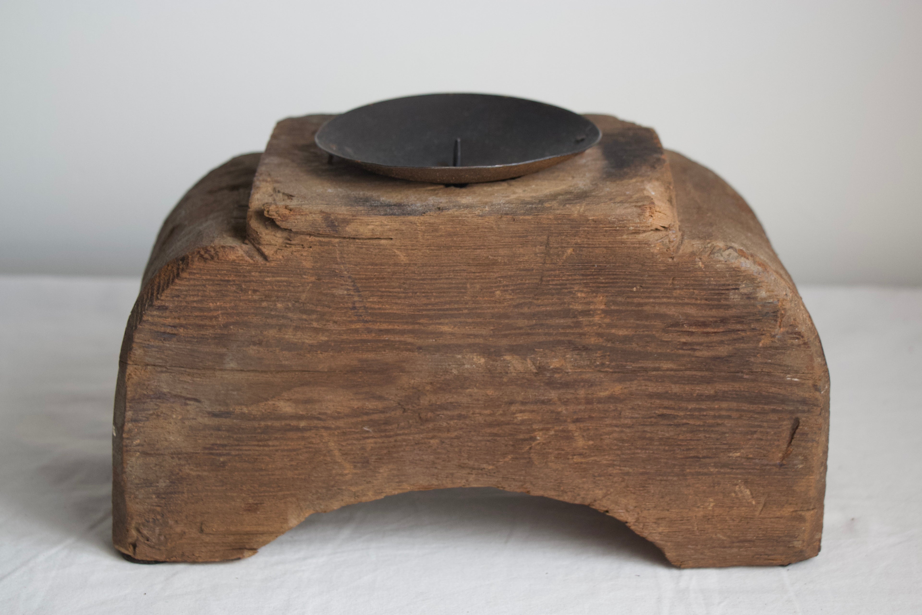 Teak Block Candle Holder - Large