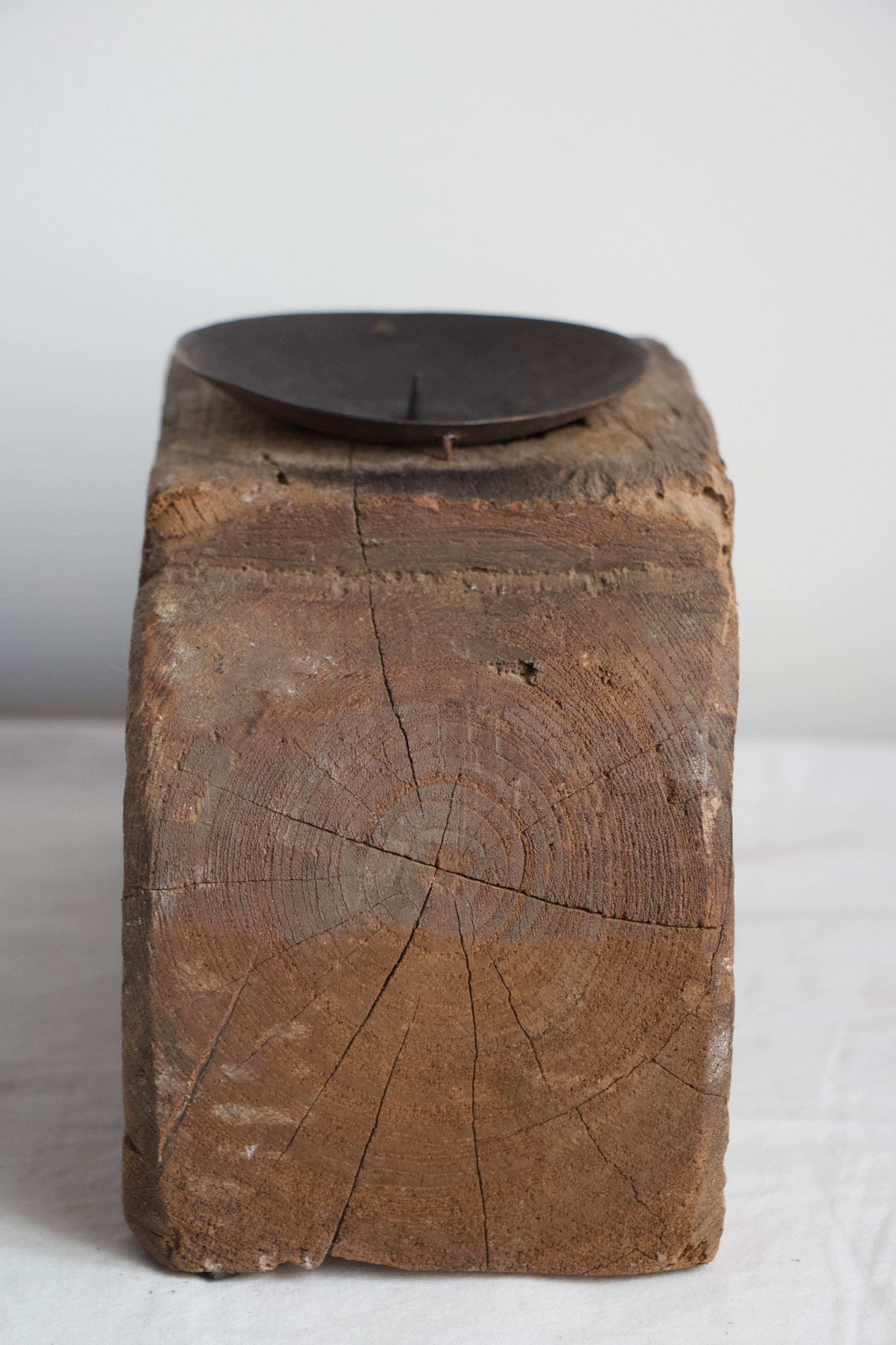 Teak Block Candle Holder - Large