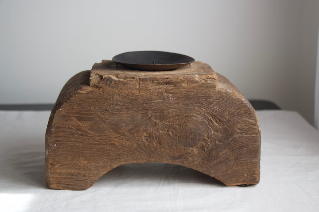 Teak Block Candle Holder - Large